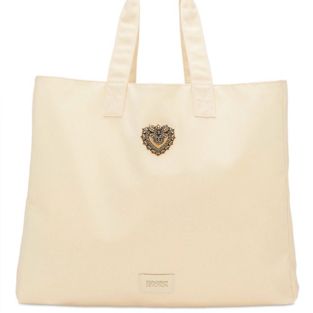 Dolce & Gabbana Cream Tote Bag with Minimalist Design
